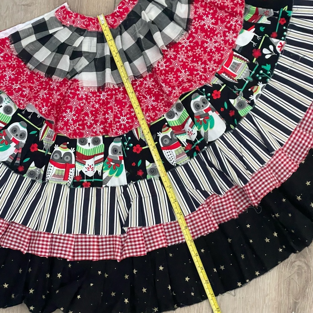 Hand made Christmas tree skirt decoration 44” across 22” from center